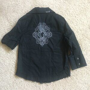 Guess Toddler Girls Black Button-Down Long Sleeve& 3/4 Sleeve Blouse Size 6